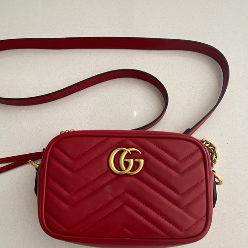 Gucci marmont red quilted - red,