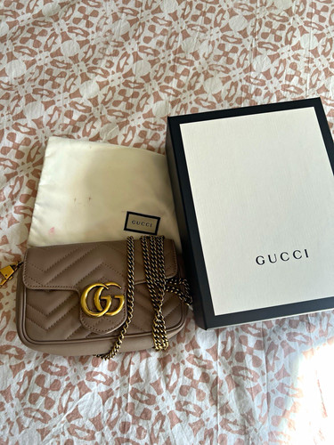Gucci marmont taupe leather - gucci,
