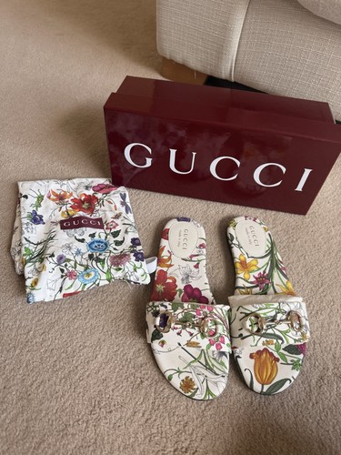 Gucci flora horsebit slides - gucci,
