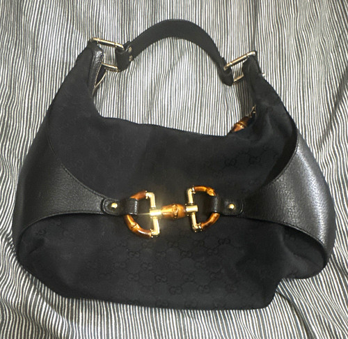 Gucci bamboo black canvas - bamboo,