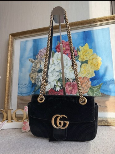 Gucci marmont black velvet - black,