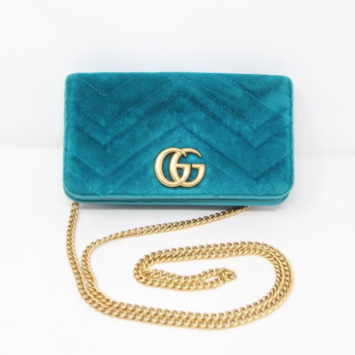 Gucci marmont teal velvet - gucci,