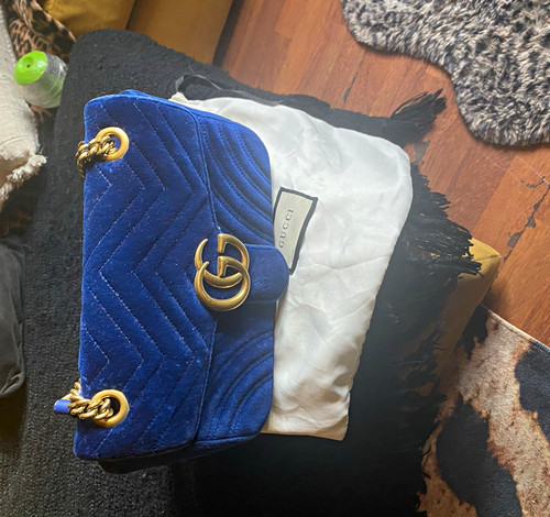 Gucci marmont blue quilted - blue,