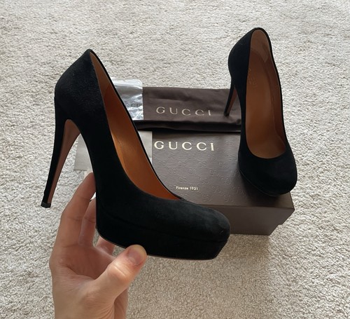 Gucci black suede platform - gucci,