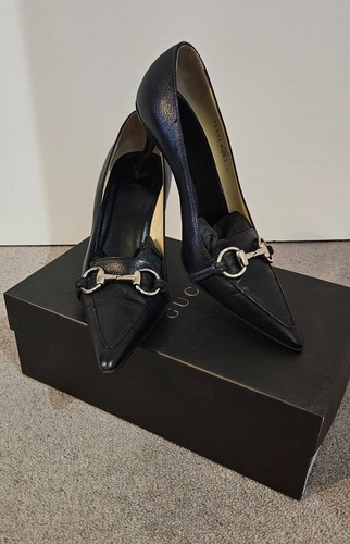 Gucci black leather horsebit - black,