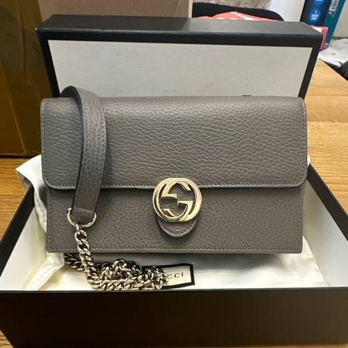 Gucci grey pebbled leather - gucci, gg