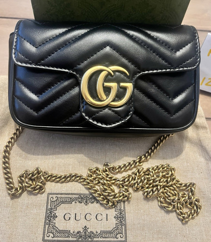 Gucci marmont black quilted - gg,