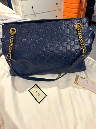Gucci blue embossed leather - gucci, gg